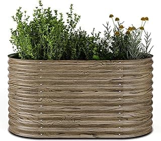blumfeldt High Grow Hochbeet, Ergonomisches 913 L Ovales Beet In Holzoptik, Wetterfestes Metall Für Blumen, Kräuter & Gemüse – Rostbeständiger Stahl Mit Offener Bodenstruktur & Einfache Montage - Amazon Angebot