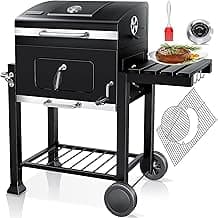 KESSER® Grill Grillwagen BBQ Smoker XL Holzkohlegrill mit Deckel, Rädern, Edelstahl-Griff, Grillrost, Thermometer, & Silikon-Pinsel, Standgrill, Kohlegrillwagen - Amazon Angebot