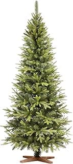 FAIRYTREES Weihnachtsbaum künstlich 180cm Nordmanntanne Bleistift Premium | Tannenbaum Holzständer | Made in EU | Christbaum künstlich mit Naturgetreue Spritzguss Elemente - Super Angebot