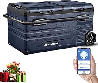 AAOBOSI 75L Kompressor Kühlbox Dual Zone, Kühlbox Auto Mit WIFI-APP-Steuerung USB-Anschluss, 12/24 V und 100-240 V kompressorkühlbox -20°C bis 20°C für Auto, Lkw, Boot, Reisemobil, Camping, Doppeltür - Details ansehen
