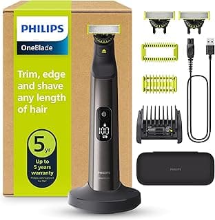 PHILIPS OneBlade Pro 360 Face & Body - elektrischer Rasierer, Trimmer & Bodygroomer, 3 x 360 Klingen, Präzisionskamm, 2x Körperaufsätze, Reiseetui, Ladestation, für Gesicht & Körper (QP6652/35) - Produktbild