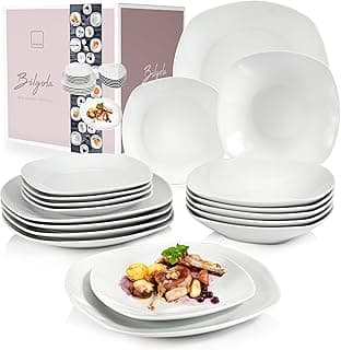 SÄNGER | Tafelservice Bilgola Weiß, 18-teiliges Geschirrset für 6 Personen mit Suppen-, Dessert-, & flachen Tellern aus Porzellan | PREMIUM COLLECTION - Günstig online kaufen