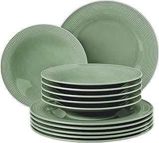 SELTMANN WEIDEN Tafelservice 12-teilig BT - Beat - Form: Rund mit Rillenrelief - moderner Stil - Salbeigrün - Color Glaze - Jetzt günstig kaufen