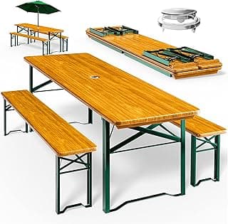 Casaria® Bierzeltgarnitur 170cm Klappbar Stabil 3 Teilig 2X Bierbank 1x Breiter Tisch Holz Biertischgarnitur Festzeltgarnitur Biergarten Biergarnitur - Günstig online kaufen