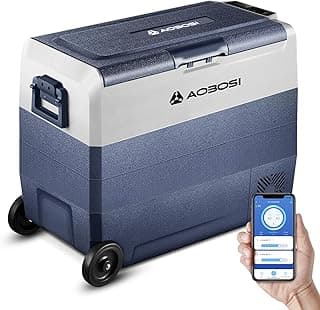 AAOBOSI Kompressor Kühlbox 60 L, Kühlbox Auto Mit APP Steuerung, 12/24 V und 100-240 V Camping Kühlschrank, -20°C bis 20°C für Auto, LKW, Boot, Reisemobil, Camping, Dual Zone und Zwei Temperaturen - Details ansehen