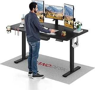 SANODESK Höhenverstellbarer Schreibtisch 160×60 cm– ergonomischer Standing Desk mit Memory-Funktion & Kindersicherung, Stabiler Rahmen (Schwarz) - Details ansehen