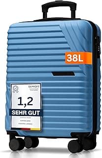 Cocoono Premium Handgepäck Koffer 55x40x20cm - passend für Ryanair, Lufthansa, Eurowings und co. I 38L Handgepäck Koffer mit sanften Rollen und praktischem TSA Schloss, Reisekoffer (blau, M) - Amazon Angebot