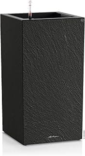 LECHUZA-Pflanzgefäß Canto Slatestone 30 high Dark Grey, Pflanzgefäß mit Bewässerungssystem, Wasserstandsanzeiger und Pflanzeinsatz, Schiefer-Optik, 30 x 30 x 56 cm, 15936 - Produktbild