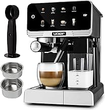 YOER Kaffeevollautomat mit automatischer Milchaufschäumer, 8 automatische Programme, Touchscreen, 20 bar, 1350W, Kaffeemaschine für Espresso, Cappuccino & Latte Macchiato, Creamo EMF03BK, schwarz - Details ansehen