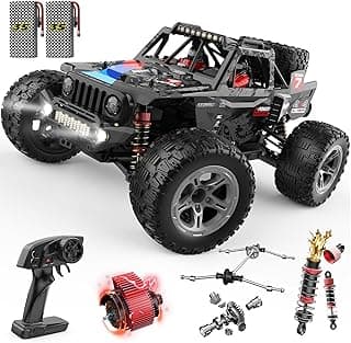 DEERC 207E 1/10 Brushless RC Truck für Erwachsene, 55 KMH schnelles RC Auto, 4WD Elektro-Geländewagen, Monstertruck, Hochgeschwindigkeits-Rallye RC Car, All-Terrain-Crawler mit 3S-Akkus für Jungen - Super Angebot