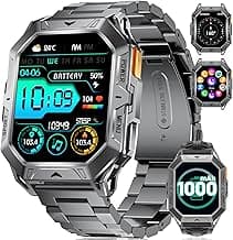 Smartwatch Herren Militär, 2.13 AMOLED mit 256 MB,1000mAh Akku, Barometerdruck/ Höhenmesser/Kompass, Smart Watch mit Telefonfunktion, 100+ Sportmodi Fitness-Tracker, 10ATM Wasserdicht für Android iOS - Produktbild
