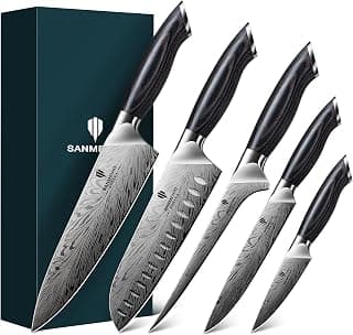 SANMEIHO Küchenmesser Set Japanisch 5-Teilig Pulverstahl, Profi Messer Set - Top Deal