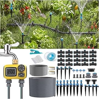 Bewässerungssystem mit 2 Auslässen für Garten, Gewächshaus, Gemüsebeete, Bewässerungscontroller steuert die großflächige Bewässerung und Besprühung, ausgestattet mit 4 verschiedenen Sprühdüsen - Super Angebot