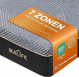 7-Zonen Matratze Kaltschaum Kaltschaummatratze 90 x 200 cm, Gel Memory Foam Mattress, H3 Mittelfest Super Weich, 20 cm Hoch, Oeko-TEX 100 Zertifiziert, Atmungsaktive Rollmatratze, Schwarz - Produktbild