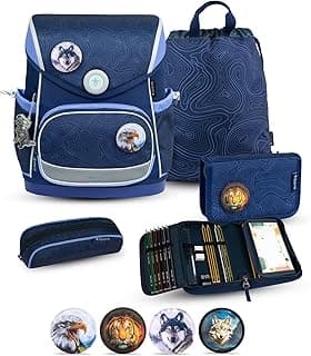 Belmil Premium Compact Plus ergonomisches Schulranzen Set 5 - teilig, AGR, Brustgurt, Hüftgurt, Magnetverschluss (405-41/P/S) - Top Deal