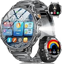2026 Smartwatch Herren Militär-1.85 HD Große Display/1000mAh Akku(20 Tage),Outdoor Smartwatch mit Taschenlampe/110+ Sportmodi,IP68 Wasserdicht Fitnessuhr mit Puls/Schlafmonitor,Android iOS,2 Banders - Stark reduziert