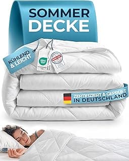 Glückstoff® Sommerdecke 200x200cm [Zertifiziert IN Deutschland] - Sommer Bettdecke mit 100% Öko-Tex Füllung - Sommerbettdecke Leicht - Dünne & Kühlende Decke - Summer Blanket - Leichte Schlafdecke - Amazon Angebot