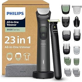 PHILIPS Multigroom Series 9000 All-in-One 23-teiliger Barttrimmer, Haarschneider, und OneBlade-Trimmer – Komplettes Pflegeset für Gesicht, Kopf und Körper, 27 Längeneinstellungen (0,2–20mm), MG9561/30 - Stark reduziert