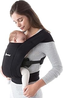 Ergobaby Babytrage für Neugeborene ab Geburt Extra Weich, Embrace Bauchtrage Baby-Tragetasche Ergonomisch (Pure Black) - Details ansehen