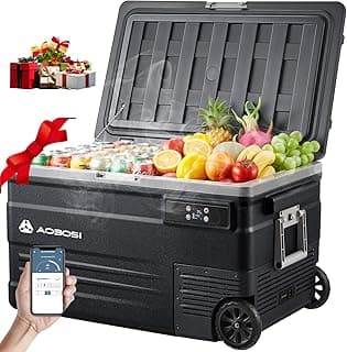 AAOBOSI 74L Kompressor Kühlbox, Camping Kühlschrank mit APP, LED-Beleuchtung, -20°C bis 20°C, 12/24V und 100-240V, Kühlbox Kompressor mit Rädern, für Auto, Buggy, LKW, Boot, Camping und Reisen - Amazon Angebot