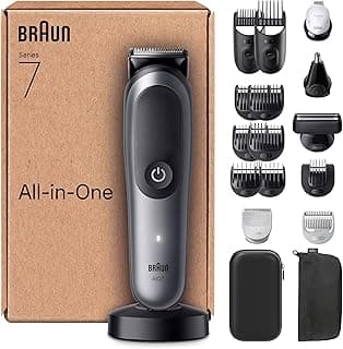 Braun All-in-One Series 7, 18-in-1 Multigroom, Barttrimmer, Nasenhaartrimmer, Haarschneidemaschine für Gesicht, Kopf und Körper, 120 Min Akku, 14 Längen (0.1–21 mm), Wasserdicht, AIO7585, Grau - Jetzt günstig kaufen