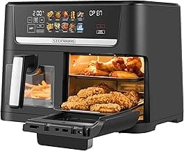 Steinborg® XXL Heißluftfritteuse Dual Zone 14 Liter (8L + 6L) Air Fryer 1700W mit 2 Kammern & 2 unabhängigen Garzonen, Digital Display 10 Programme 60–200°C ohne Öl frittieren Spülmaschinenfester Korb - Details ansehen