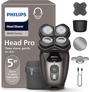 PHILIPS Head Shaver Pro Series 9000 – Glatzenrasierer für Männer und Frauen, flexibler 360grad-Scherkopf und ComfortCut-Klingen für eine gründliche Rasur, sanft zur Haut, Modell HS9980/15 - Details ansehen