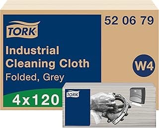 Tork Gefaltete Industrie Reinigungstücher Grau W4, flexibel und weich, 4 × 120 Tücher, 520679 - Top Deal