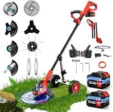 12 Zoll Akku Rasentrimmer, 20.000 U/min Bürstenlosmotor, 4-in-1 Multifunktions Rasenkantenschneider, 2×3.0Ah Akku, 4 Klingentypen, Rasenmäher mit Rädern für Garden und Rasen - Günstig online kaufen