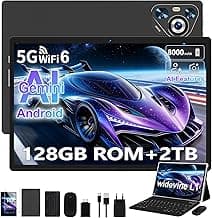 2026 Tablet 10 Zoll Android, 128GB ROM/TF 2TB, Octa-Core Prozessor, 8000mAh, BT5.0, 8MP+5MP, WiFi 5G+2.4G, Face ID, Widevine L1, Augenschutz, Tablet mit Tastatur & Maus Metallkörper-Schwarz - Details ansehen