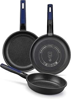 BRA Advanced | Viele Bratpfannen, Antihaft-Gussaluminium ohne PFOA, hervorragende Leistung, Kratz- und Abriebfestigkeit, für Induktion geeignet, Schwarz 18|22|26 cm - Super Angebot