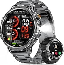 FITFLEX Smartwatch Herren mit Bluetooth-Anruf, 1,85Großes Touchscreen Smart Watch mit 1000 mAh/LED-Licht/120 Sportmodi Sportuhr/Herzfrequenz/Schlafmonitor/IP68 wasserdicht, Fitnessuhr für Android iOS - Super Angebot