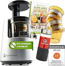 Nutrilovers Entsafter Slow Juicer NUTRI-PRESS NO.1 Testsieger Saftausbeute 3 Siebe Saft, Smoothie, Frucht-Eis, Sehr leise, BPA-Frei - Amazon Angebot