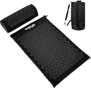 Fizyo Akupressurmatte mit Kissen: Akupunktur Matte und Akupressurkissen für Rücken, Nacken und Füße, lindert Schmerzen, Stress und Schlafstörungen, Akkupressmatte Entspannungs-Set mit Tasche, Schwarz - Top Deal