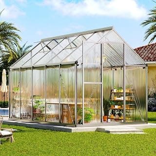 LUXOAK 181x303x195cm Gewächshaus mit Schnellmontage Verbindungen, stabilem Aluminiumrahmen und 2 Belüftungsfenstern, wetterfestes Hochleistungs-Gewächshaus für den Garten, Silber - Günstig online kaufen