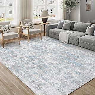 Grau Blau Teppich Wohnzimmer 200x300 Schlafzimmer Teppiche Waschbarer rutschfest Boho Abstrakt Carpet Wohnzimmerteppich Esszimmer Büroteppich Groß Kurzflor Weich Carpets - Produktbild