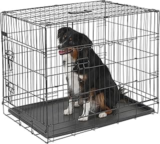 Kerbl Pet Gittertransportbox, zweitürig, Hundebox, Transportkiste, schwarz, 92x63x74cm, Metall, Hunde, herausnehmbare Kunststoffwanne - Amazon Angebot