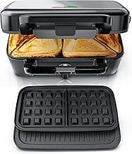 Arendo - Sandwichmaker 3in1 Waffeleisen Kontaktgrill mit abnehmbaren Platten - mit Antihaftbeschichtung - BPA frei - Temperaturkontrolle – Sandwichtoaster - Details ansehen