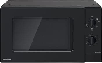 Panasonic NN-GM22QBEPG 20L Grill-Mikrowelle mit Glasplatte und Gitterrost, 800 W, 1000 W Grill, Auftaueinstellung, Drehregler, Quick 30, Timer, Schwarz