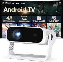 2026 Neuer Smart Mini Beamer Integrierte APP, Android 14, Unterstützt 1080P und 4K-Dekodierung, 20000 Lumens, Automatische Trapezkorrektur, WiFi6 & BT5.2 ,Beamer 4K Heimkino für Handy/HDMI/PC