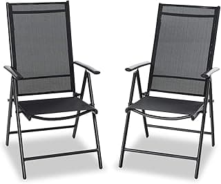 PHI VILLA 2er Sets Gartenstühle mit Aluminiumrahmen, 6X verstellbar mit 7 sitzpositionen Gartenstuhl Klappstühle Gartensessel Wetterresistent