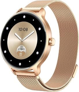 Smartwatch Damen Rund, 1.27 AMOLED Smart Watch mit Telefonfunktion, Fitnessuhr mit Pulsuhr Schlafmonitor Schrittzähler, 120+ Sportmodi Sportuhr IP68 Wasserdicht, Uhren Damen für Samsung iOS Android - Details ansehen